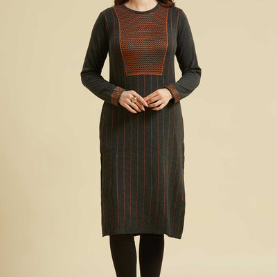 Grey Woolen Straight Kurti