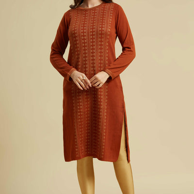 Dark Rust Woolen Straight Kurti