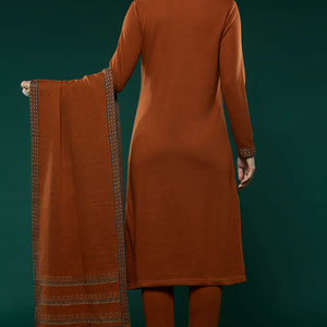 Dark Rust Floral Woolen Salwar Suit