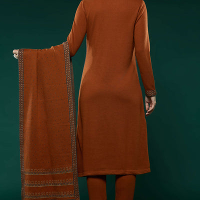 Dark Rust Floral Woolen Salwar Suit