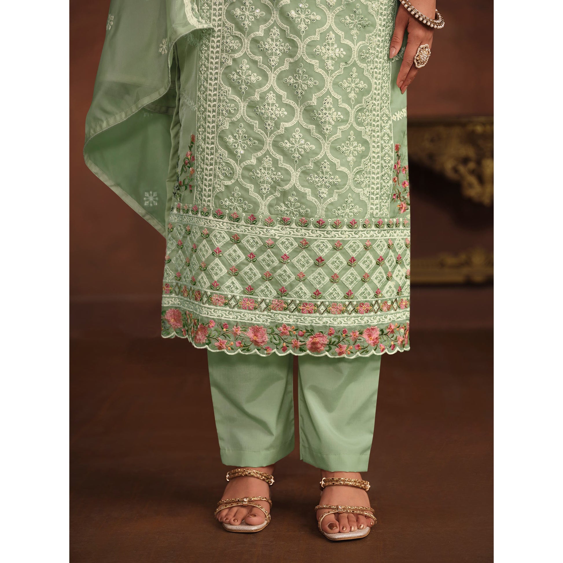 green-floral-embroidered-organza-semi-stitched-suit-1