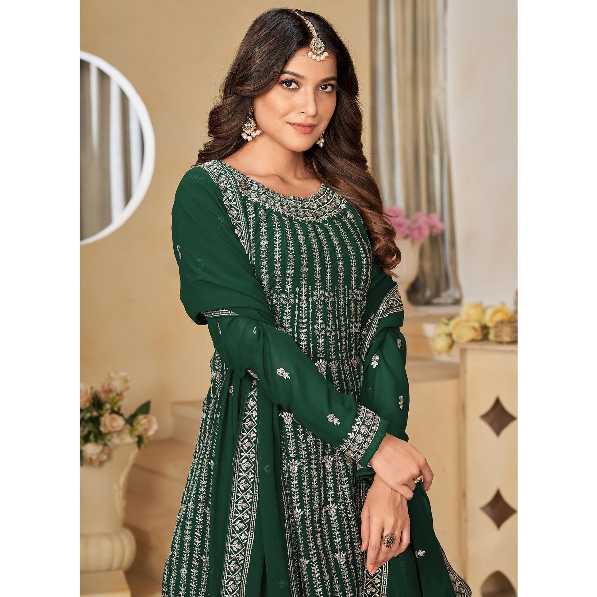 green-floral-sequins-embroidered-georgette-semi-stitched-sharara-suit