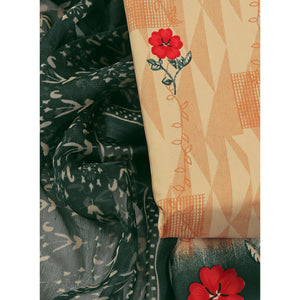 Cream Floral Printed Crepe Dress Material