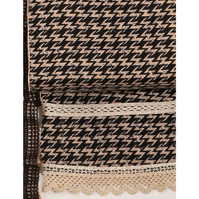 Cream & Black Printed Pure Cotton Dress Material