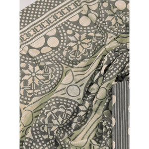 Grey Printed With Gota Patti Work Pure Cotton Dress Material