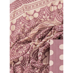 Mauve Printed With Gota Patti Work Pure Cotton Dress Material