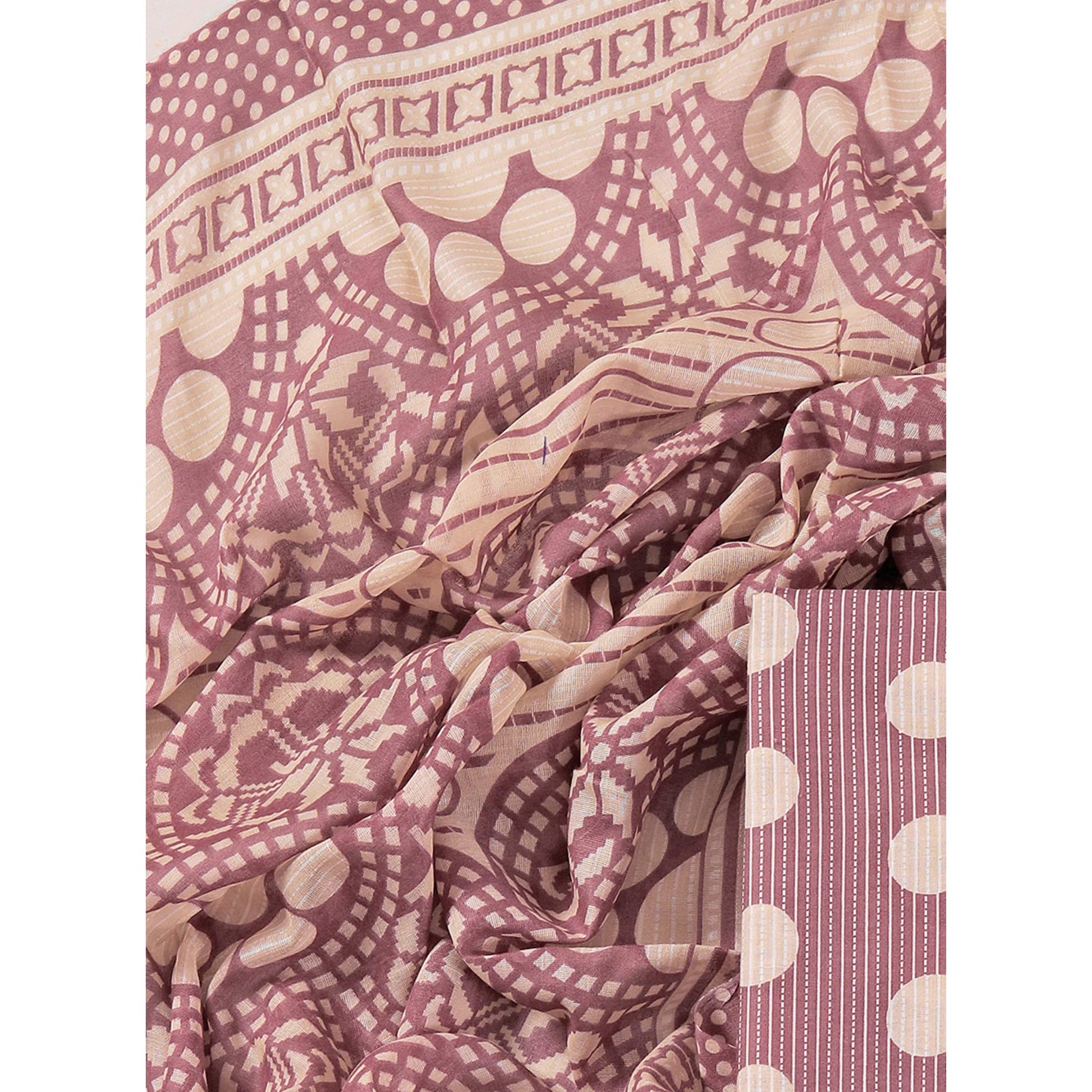 Mauve Printed With Gota Patti Work Pure Cotton Dress Material