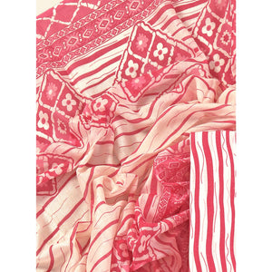 Gajari Pink Leheriya Printed With Gota Patti  Work Pure Cotton Dress Material