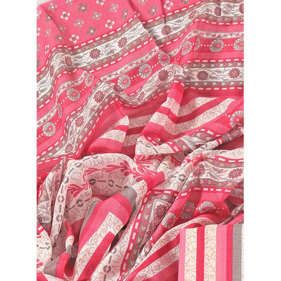 Gajari Pink Striped Printed With Gota Patti Work Pure Cotton Dress Material