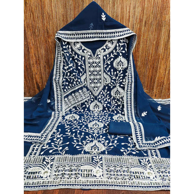Morpich Floral Sequins Embroidered Georgette Dress Material