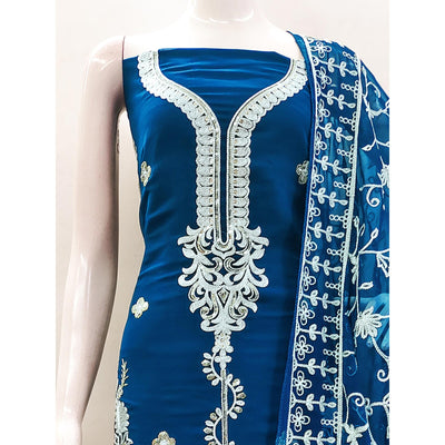 Morpich Floral Sequins Embroidered Georgette Dress Material
