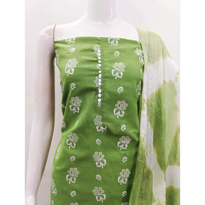 green-foil-floral-printed-cotton-blend-dress-material