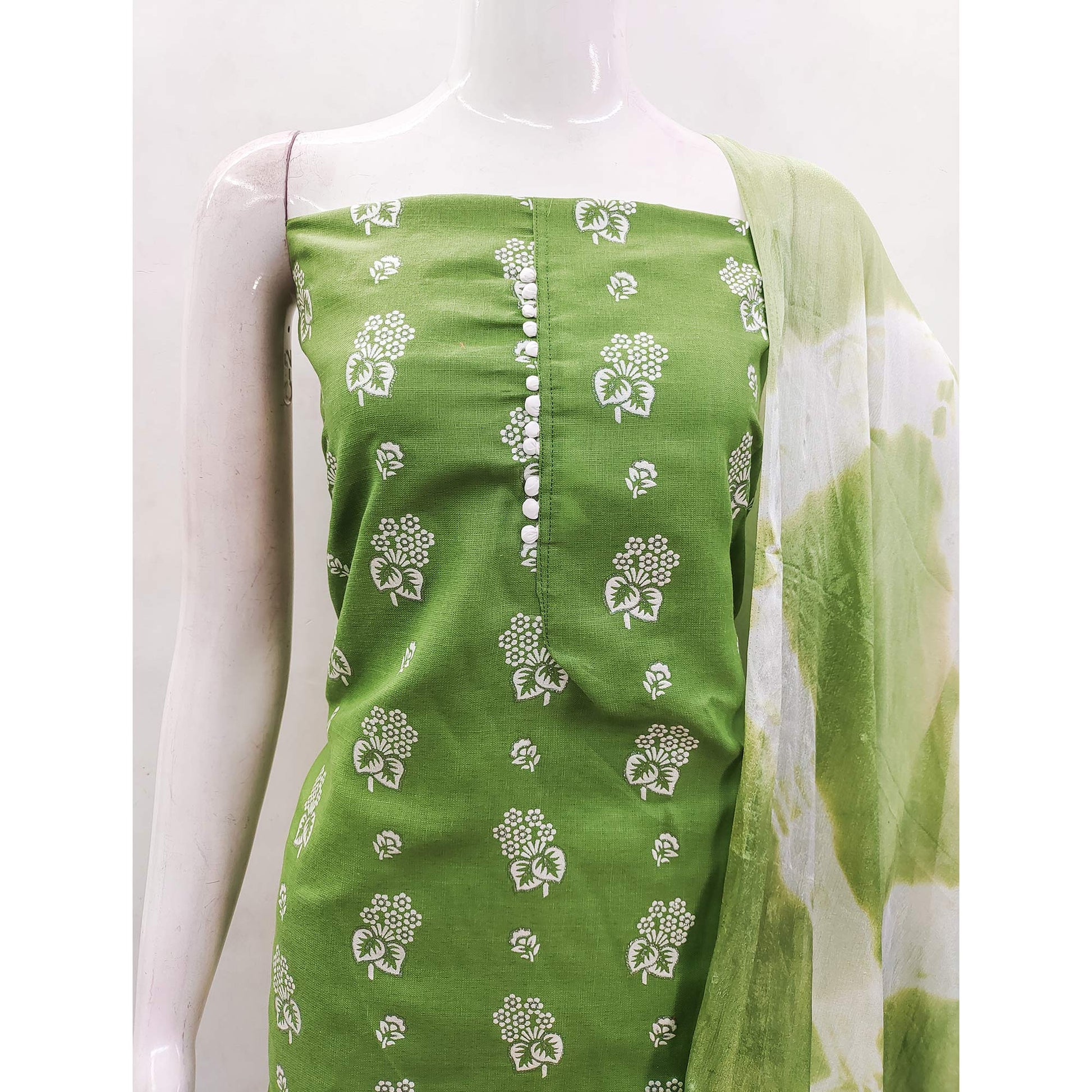 green-foil-floral-printed-cotton-blend-dress-material
