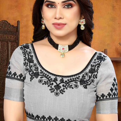 grey-embroidered-linen-cotton-saree-with-zari-border