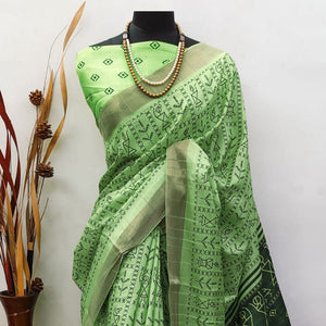 green-digital-printed-dola-silk-saree-with-jacquard-zari-board