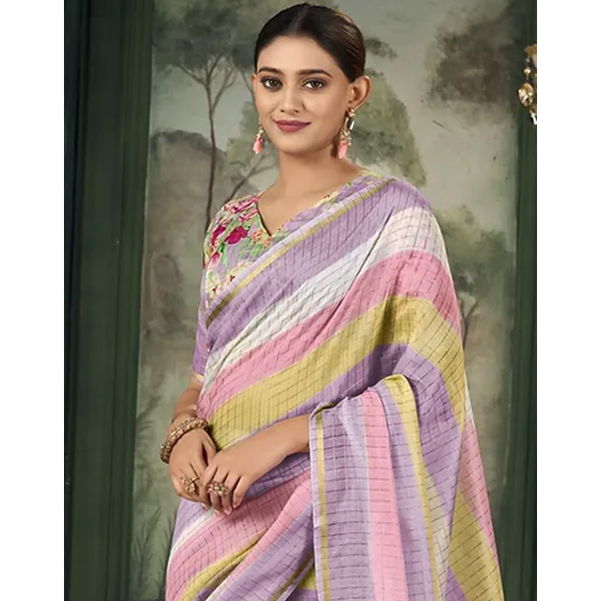 Purple Weaving Chanderi Saree
