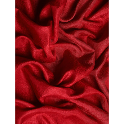 Maroon Solid Vichitra Silk Saree With Zari Border