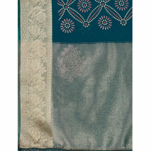 green-bandhani-printed-organza-saree-with-woven-border