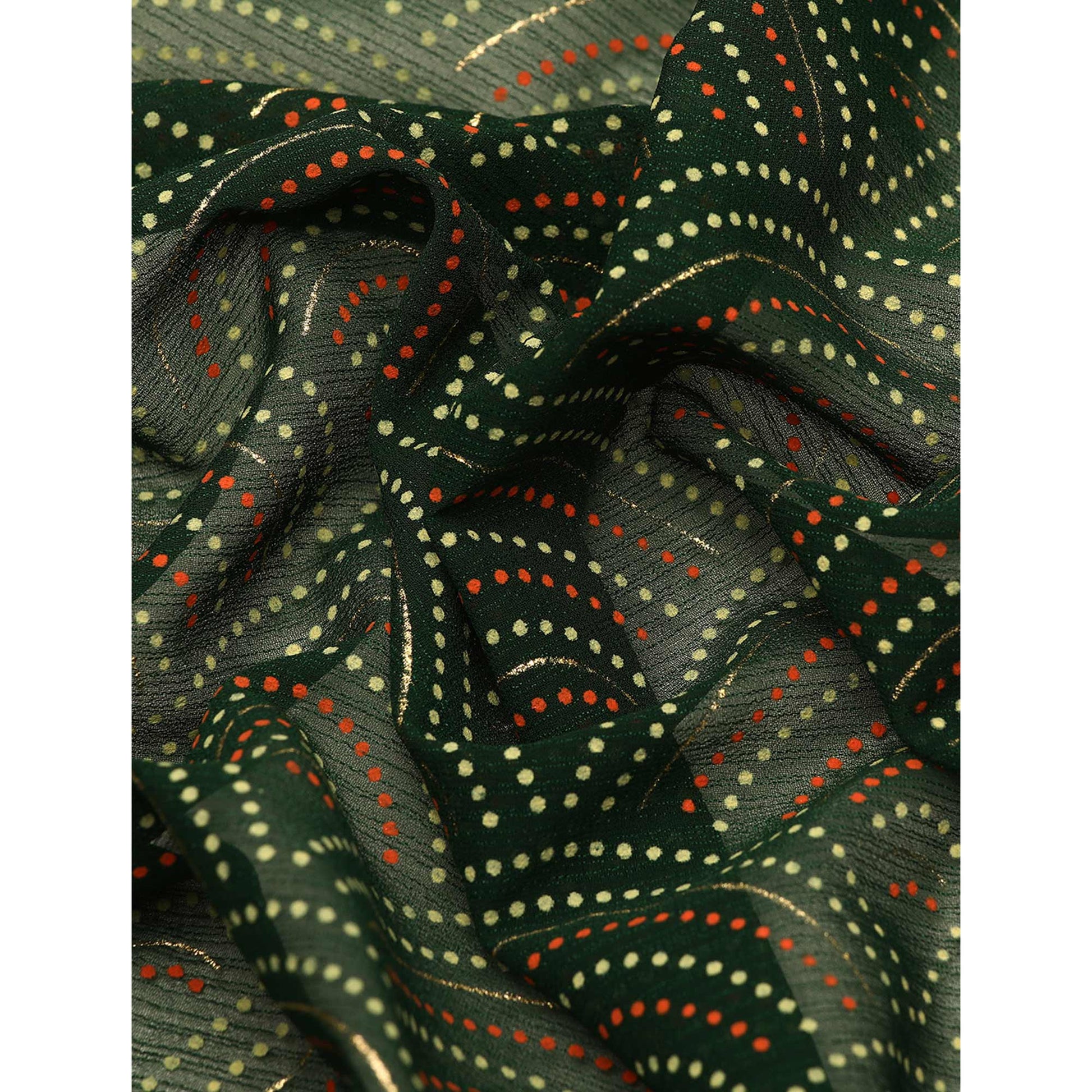 green-foil-printed-chiffon-saree-with-tassels