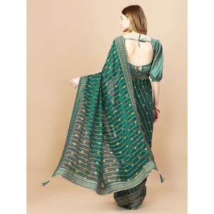 green-foil-printed-chiffon-saree-with-lace-border-1