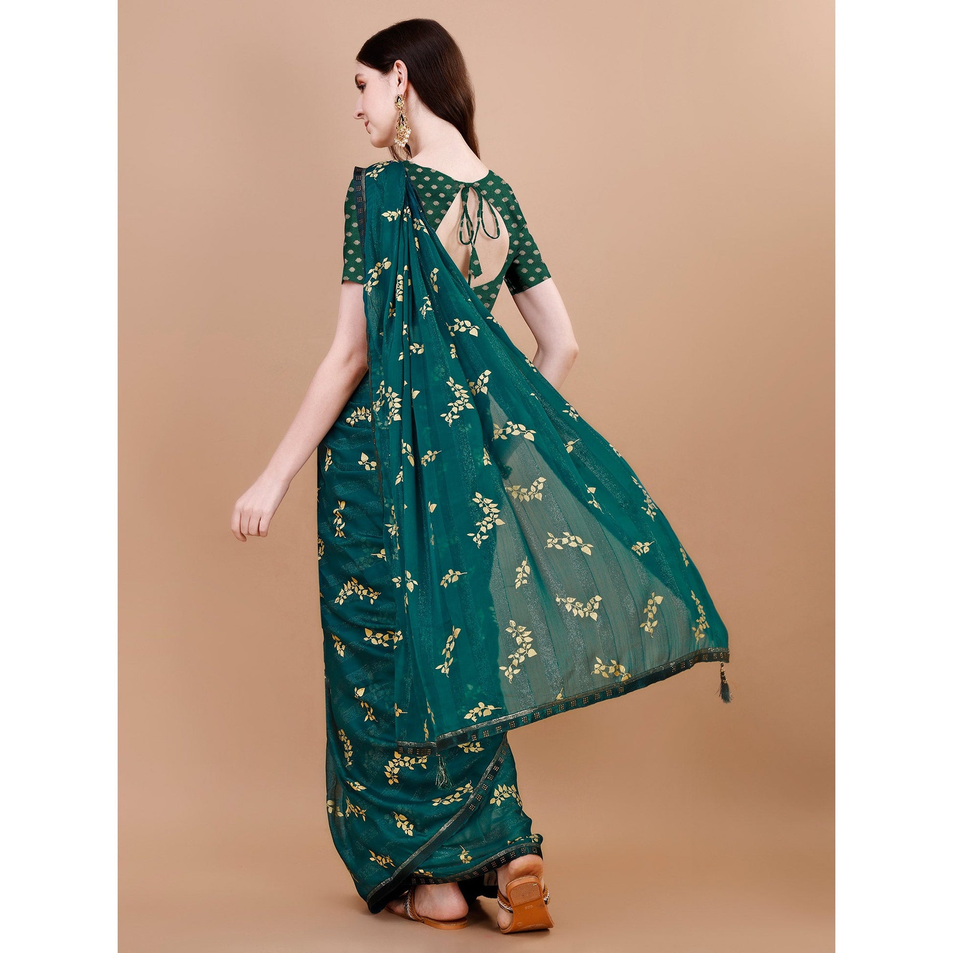 green-foil-printed-chiffon-saree-with-lace-border-2