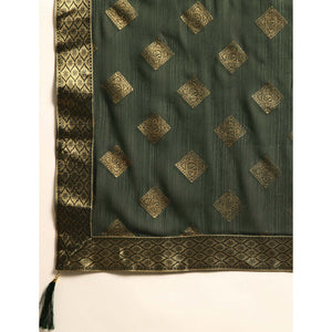 green-foil-printed-chiffon-saree-with-tassels-1