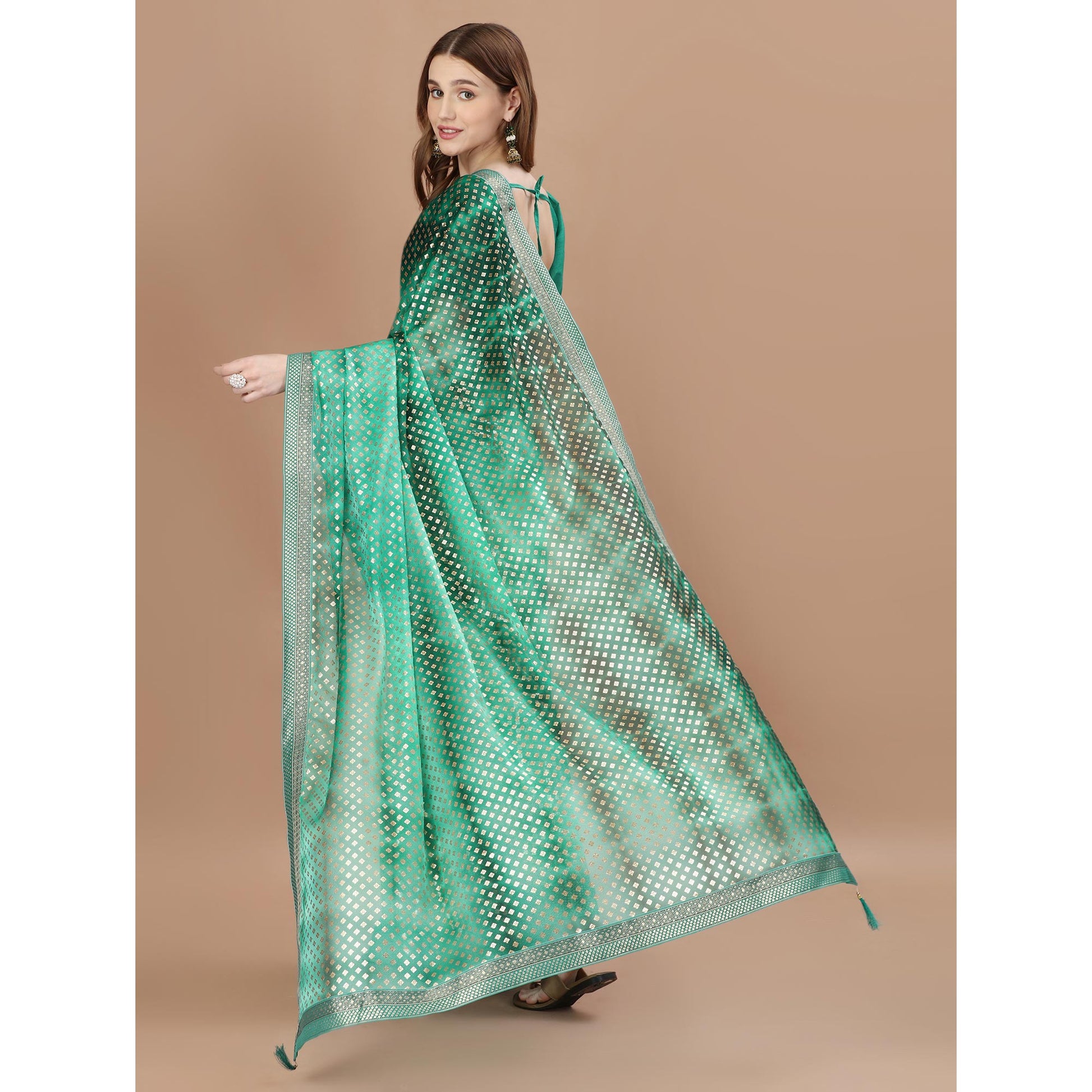 green-foil-printed-lycra-saree-with-lace-border-1