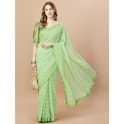 green-foil-printed-chiffon-saree-with-lace-border-3