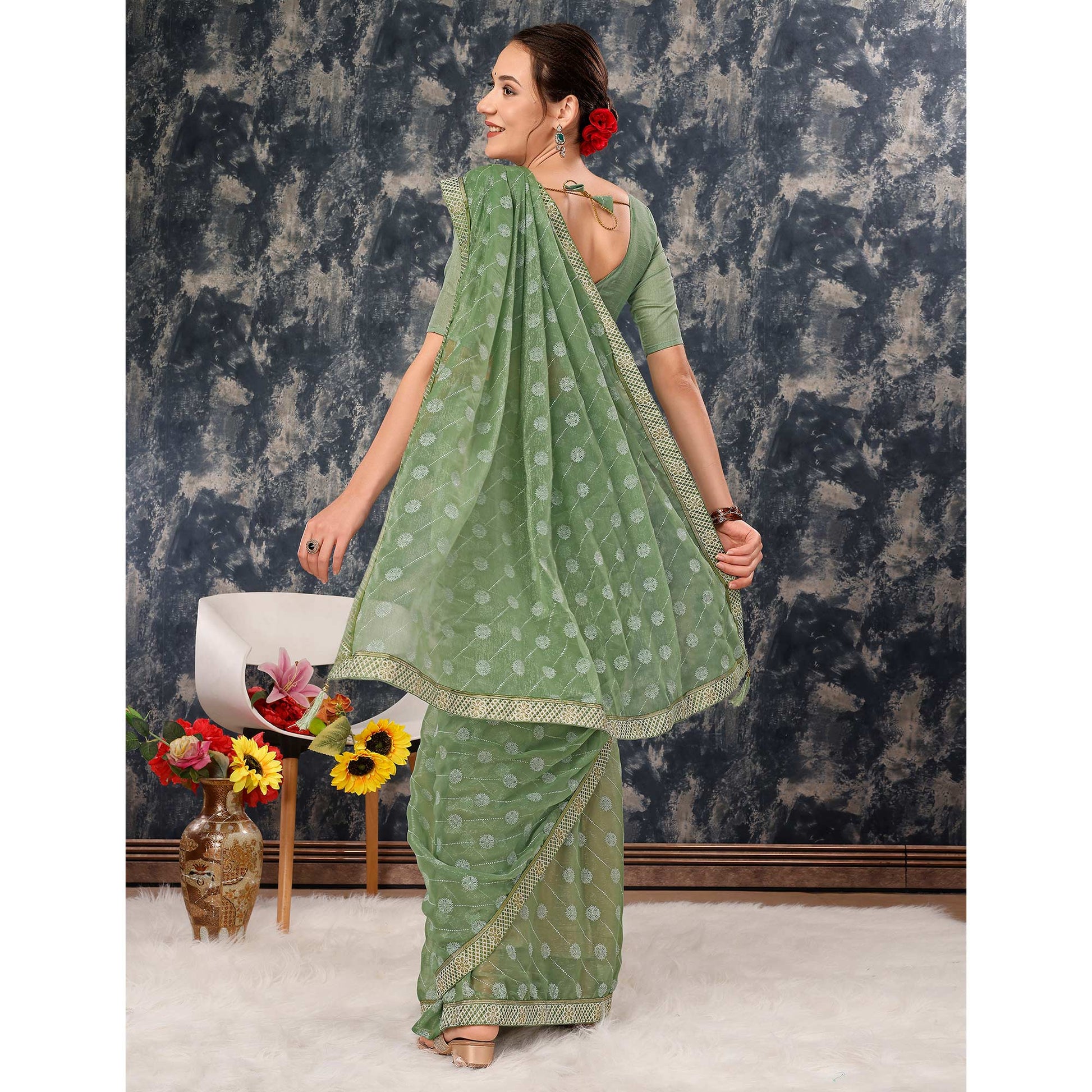 green-printed-chiffon-saree-with-lace-border-5