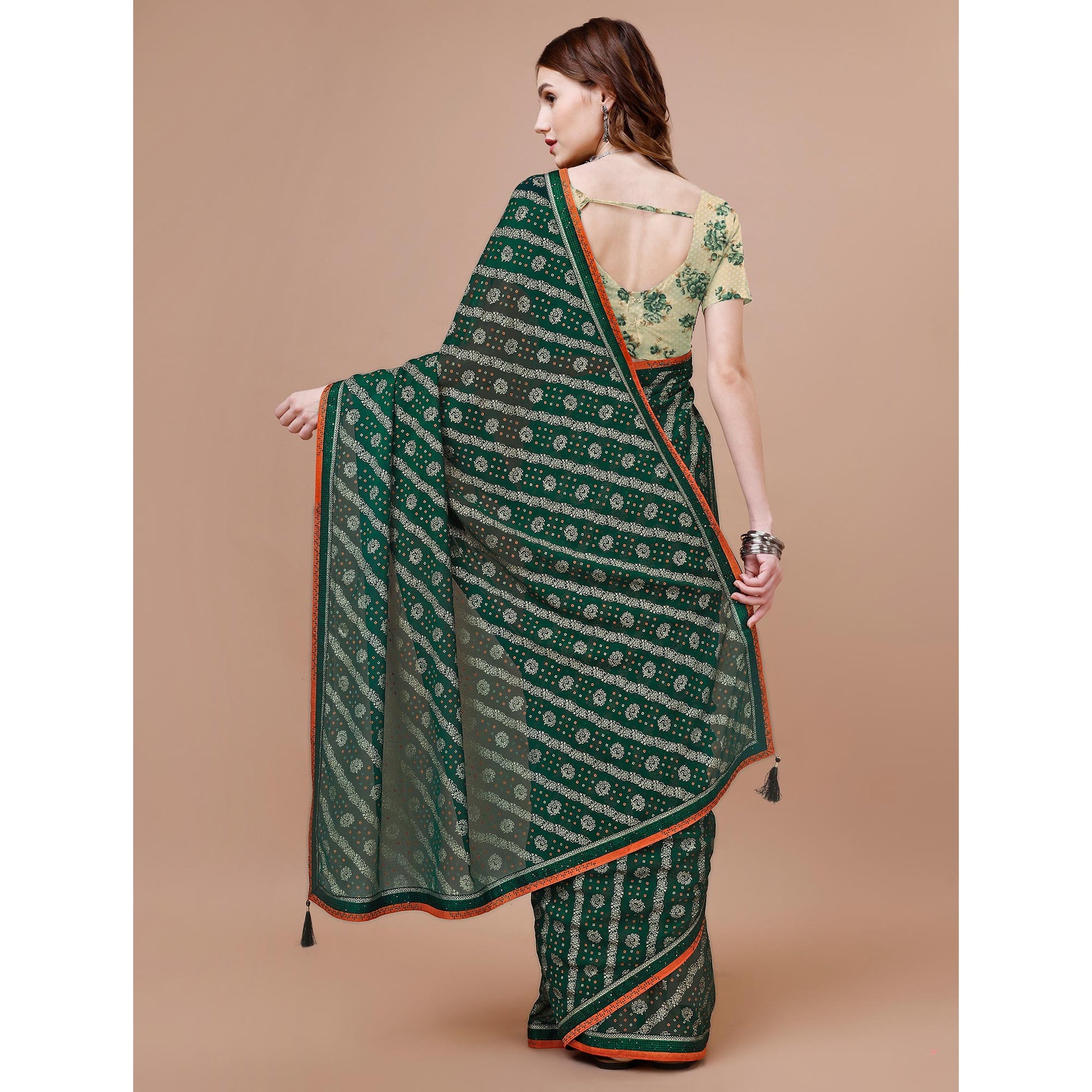 green-floral-foil-printed-chiffon-saree-with-lace-border
