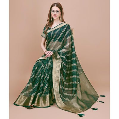 green-foil-printed-organza-saree-with-woven-border