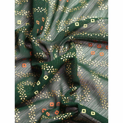green-floral-foil-printed-chiffon-saree-with-tassels-1