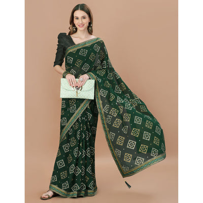 green-bandhani-printed-chiffon-saree-7