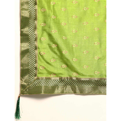 green-floral-printed-vichitra-silk-saree-with-tassels