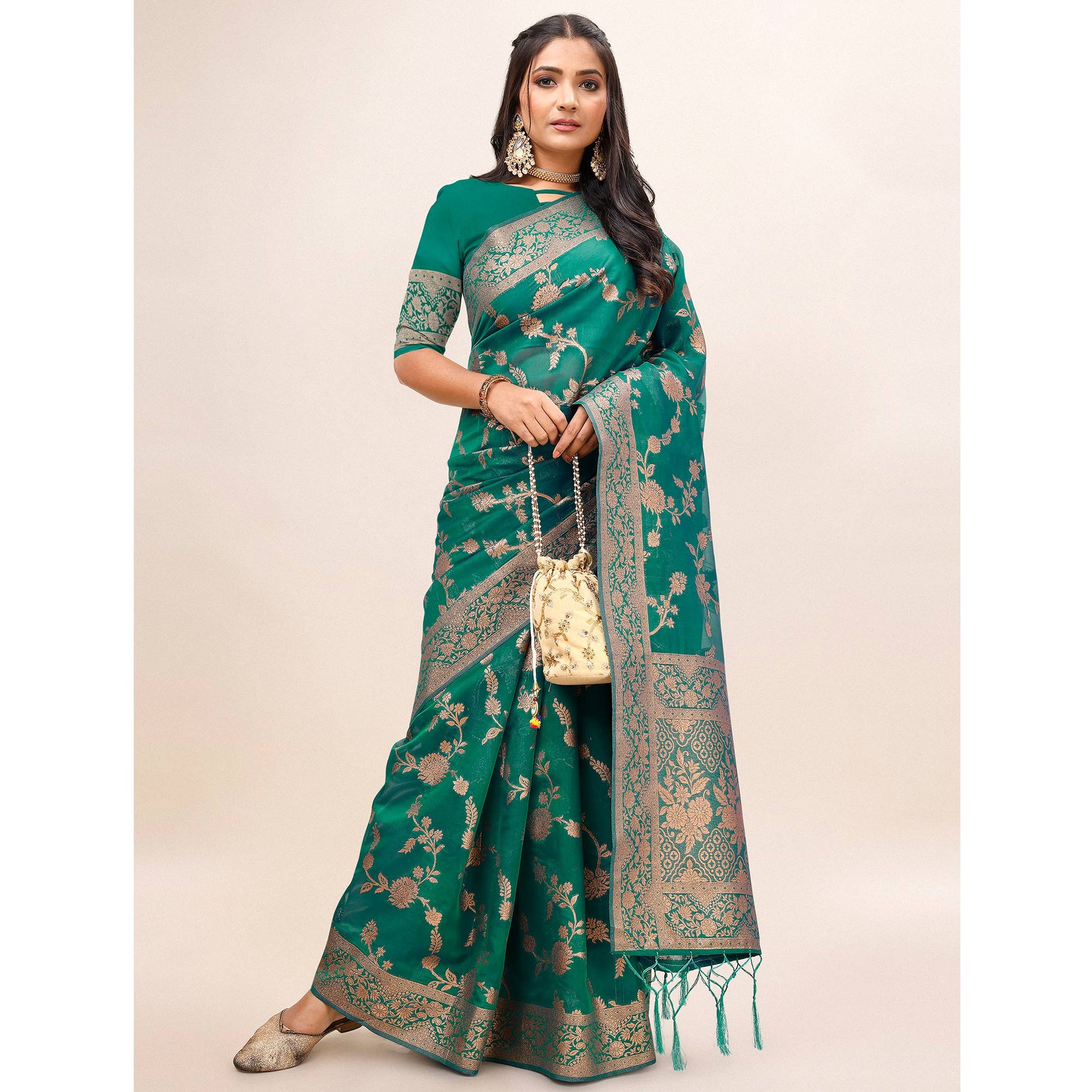 green-woven-organza-saree-with-tassels-21
