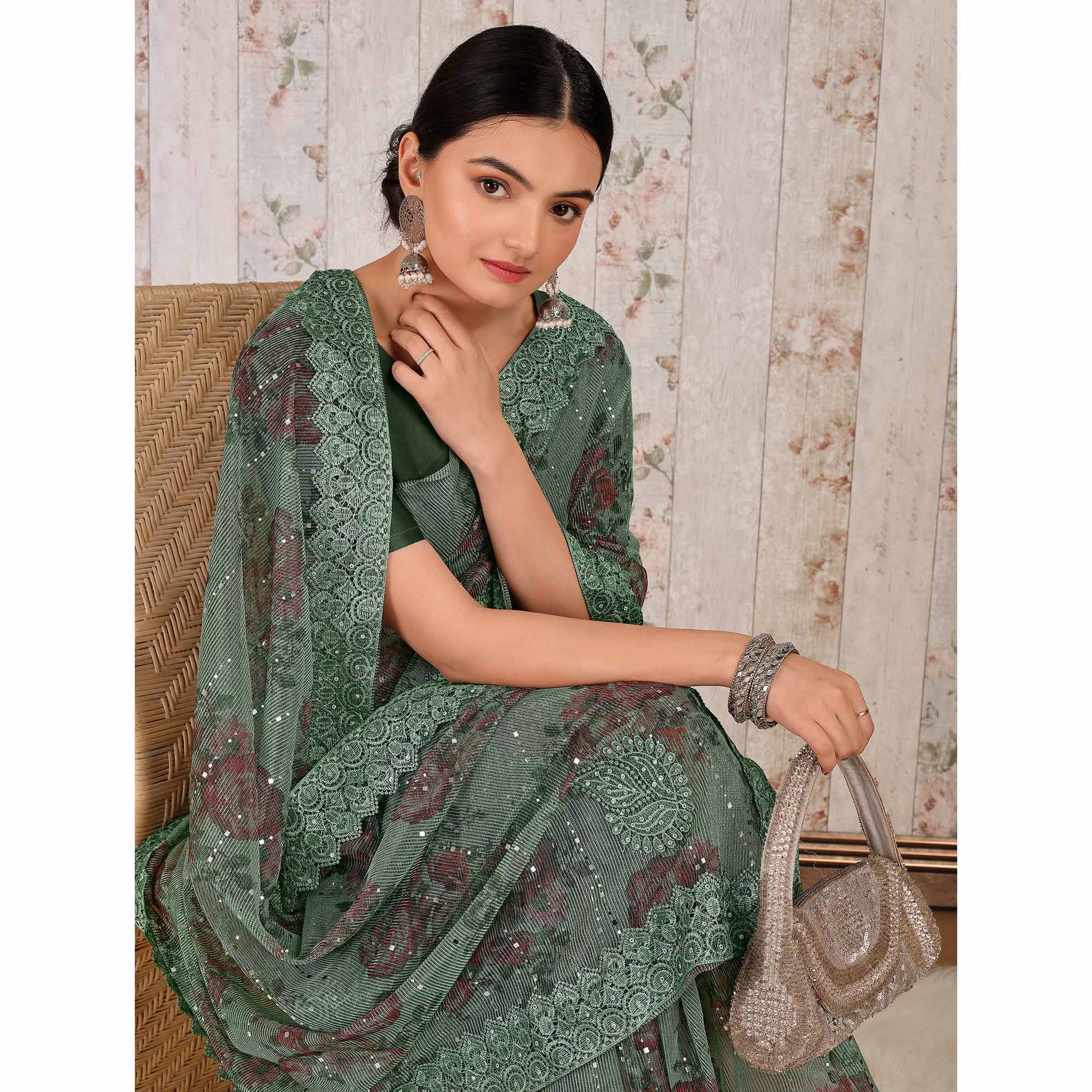 green-floral-digital-printed-lycra-saree-wirh-embroidered-border