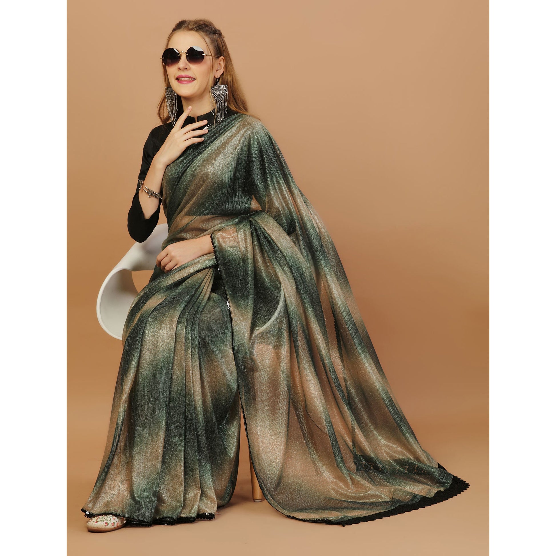 green-digital-printed-lycra-saree-with-lace-border