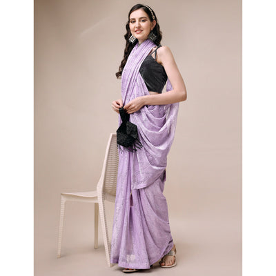 Light Purple Foil Printed Rayon Saree