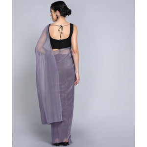 Lavender Solid Lycra Crush Saree