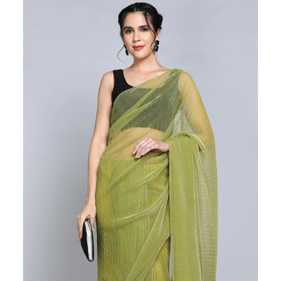 green-solid-lycra-crush-saree