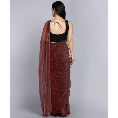 Maroon Solid Lycra Crush Saree