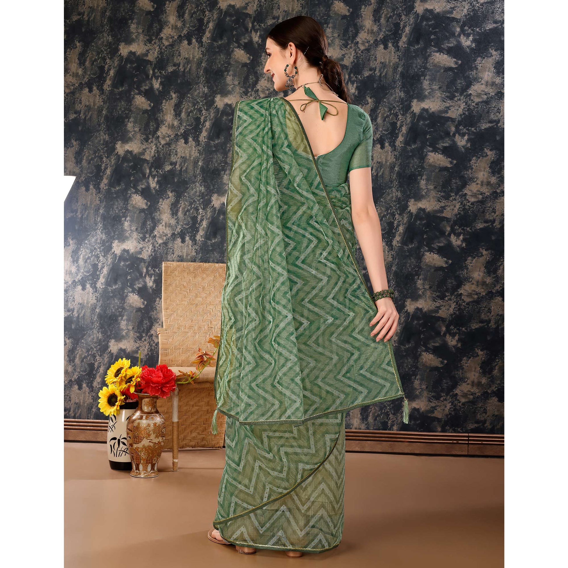 green-printed-with-zari-work-cotton-silk-saree-with-lace-border