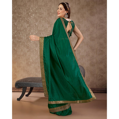 green-solid-saree-vichitra-silk-with-zari-lace-border