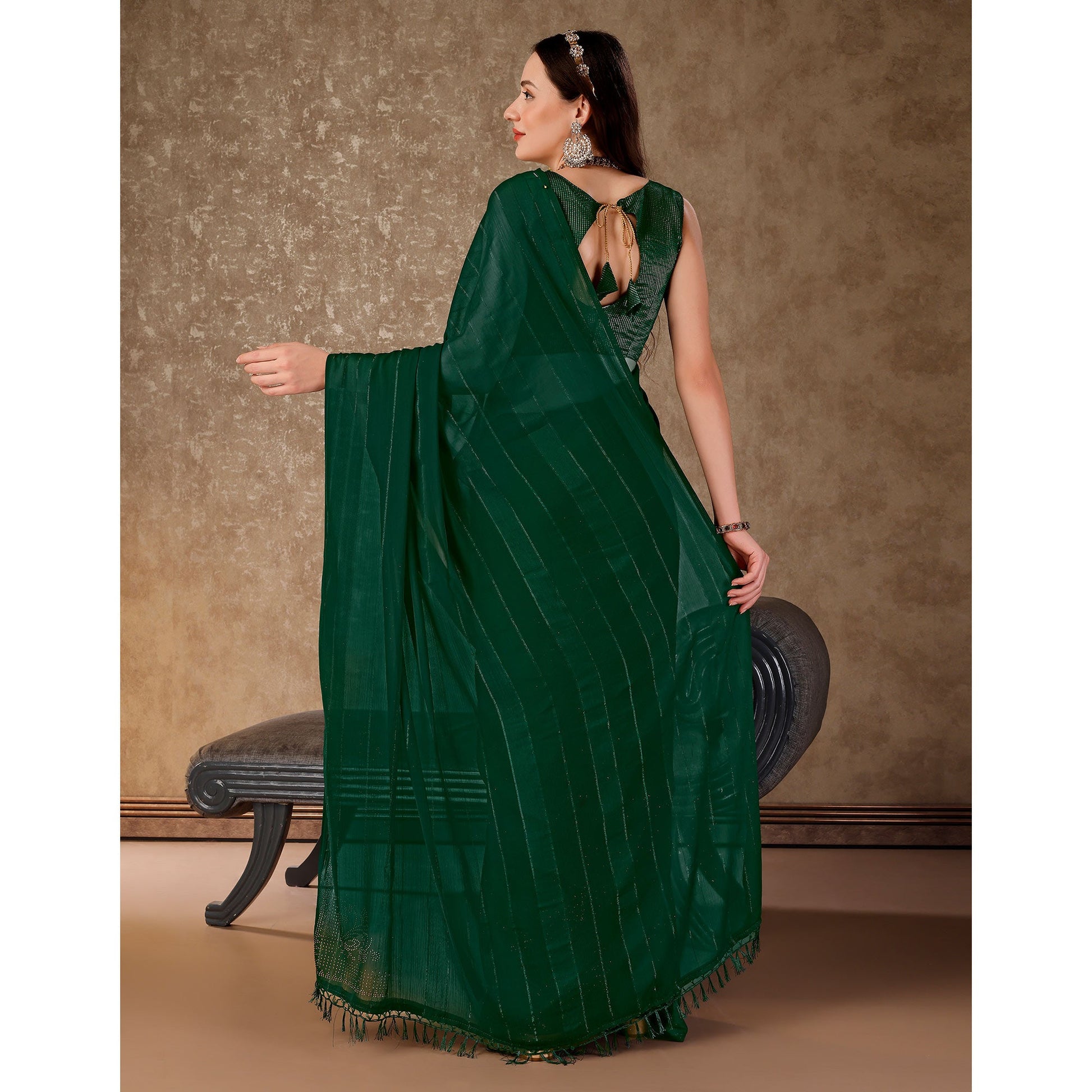 green-swarovski-work-chiffon-saree-with-tassels