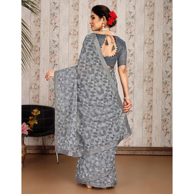 grey-geometric-printed-chiffon-saree-with-lace-border
