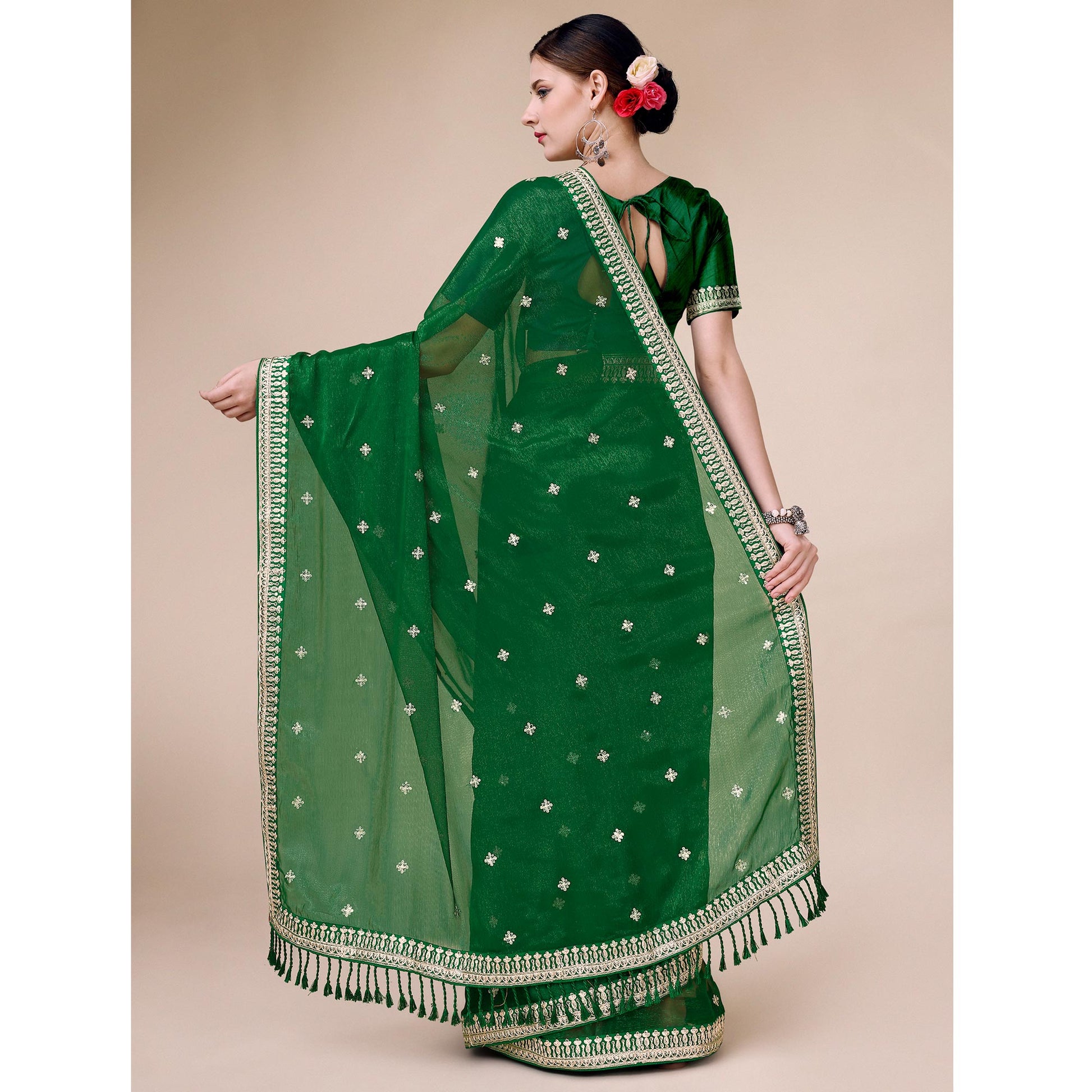 green-sequins-embroidered-chiffon-saree