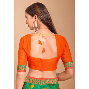 green-geometric-printed-chiffon-saree-6