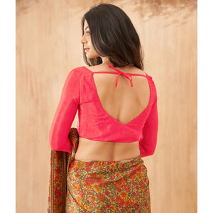 Multicolor Floral Printed Crepe Saree