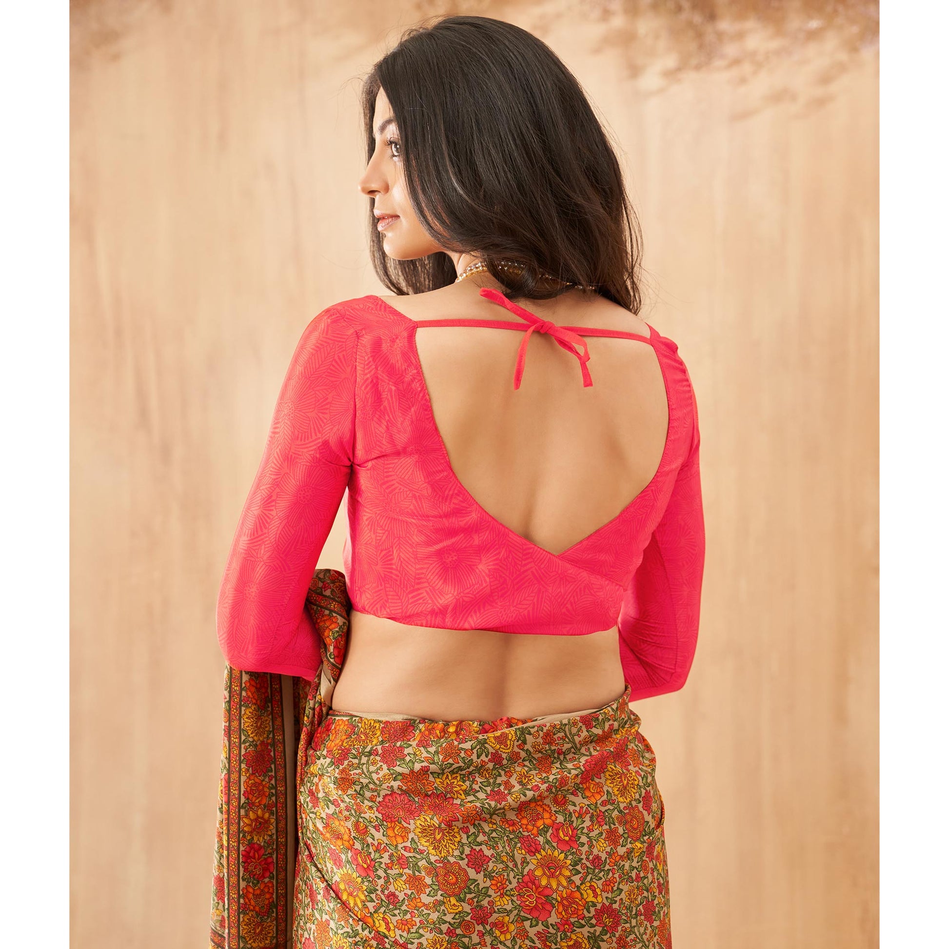 Multicolor Floral Printed Crepe Saree