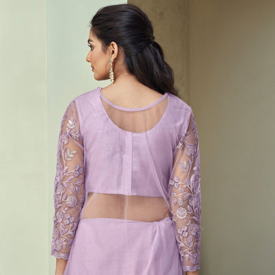 Lavender Sequins Embroidered Georgette Saree